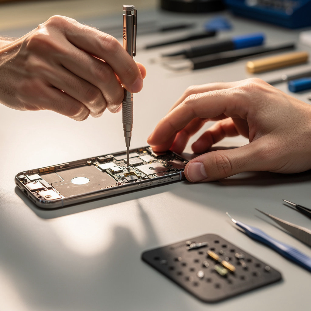 SD Phone Pros technician performing expert mobile phone repair with precision tools in San Diego